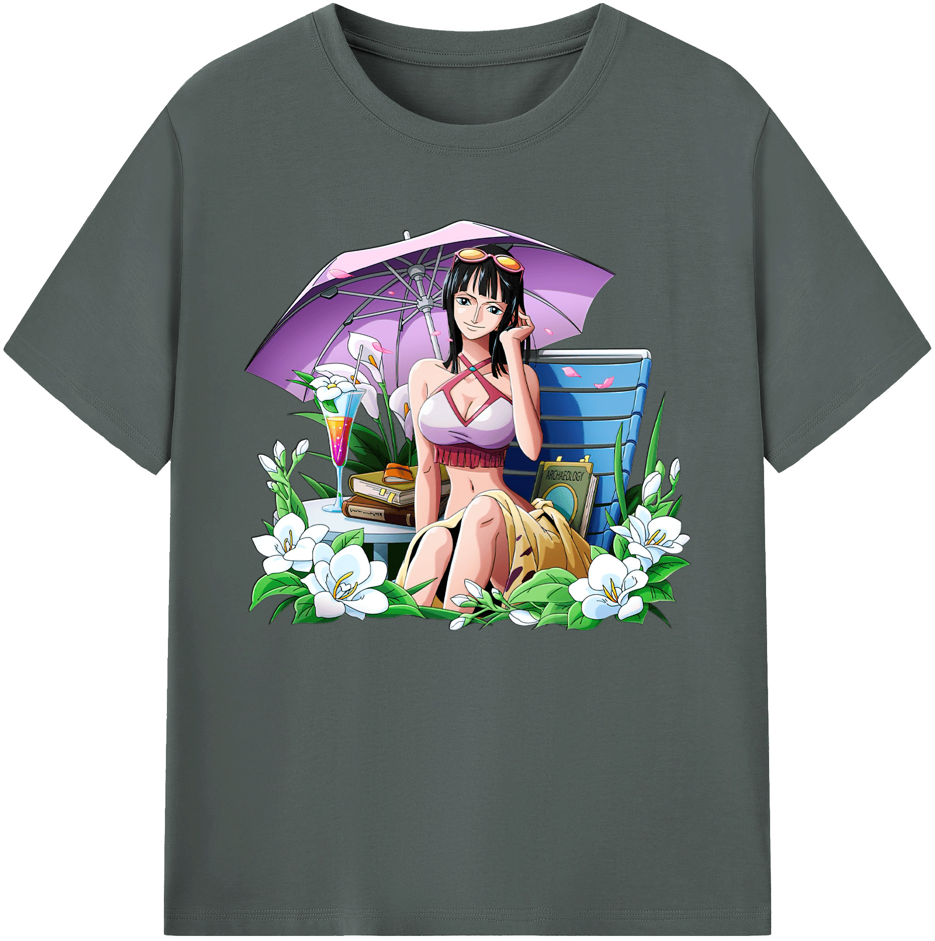 ワンピース ニコ・ロビン ONE PIECE Nico Robin 綿100％ メンズ半袖Tシャツ｜肌触りやわらか＆通気性